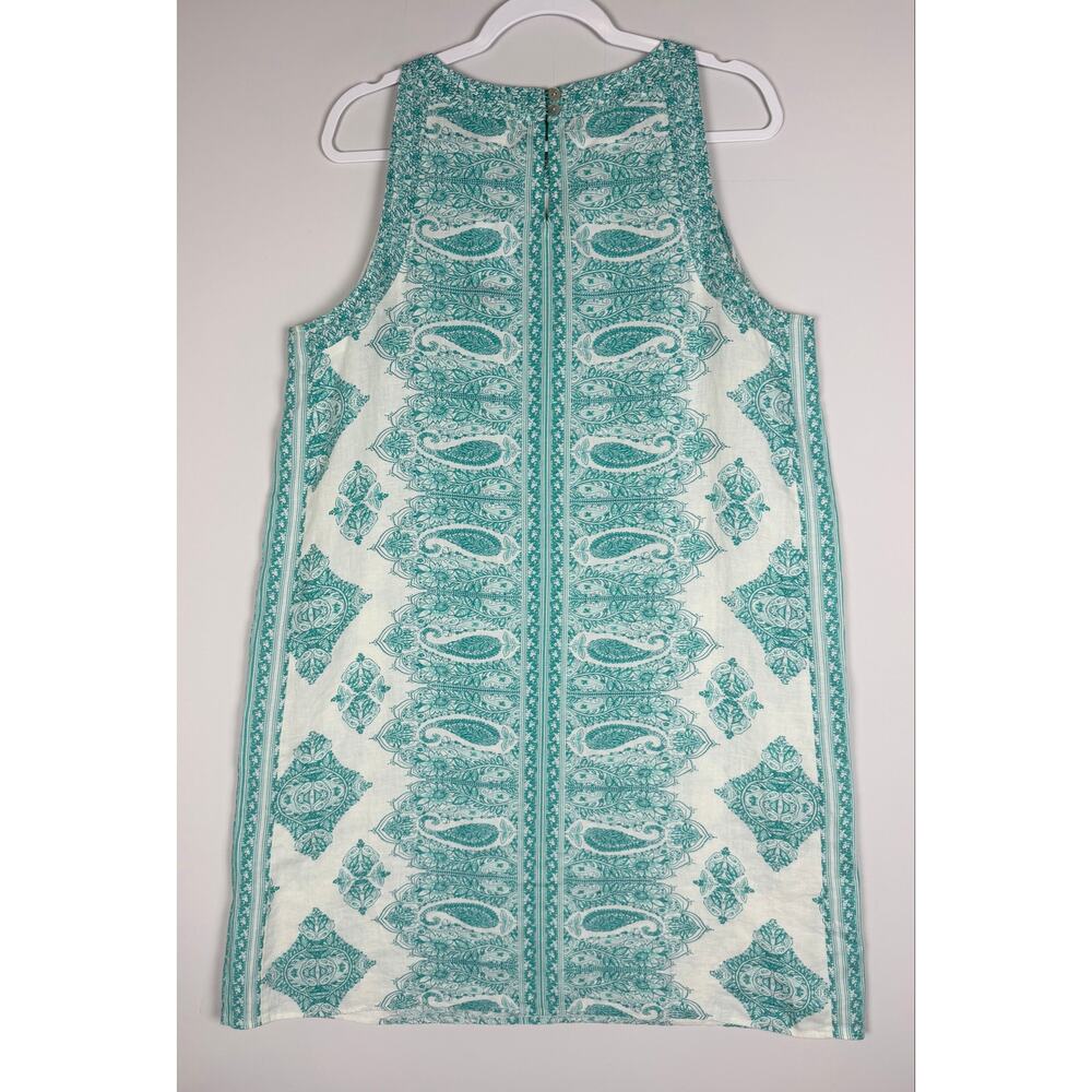 J. Jill Love Linen Aqua Paisley Dress Large Beachy Resortwear Boho Chic NWT - Picture 6 of 11
